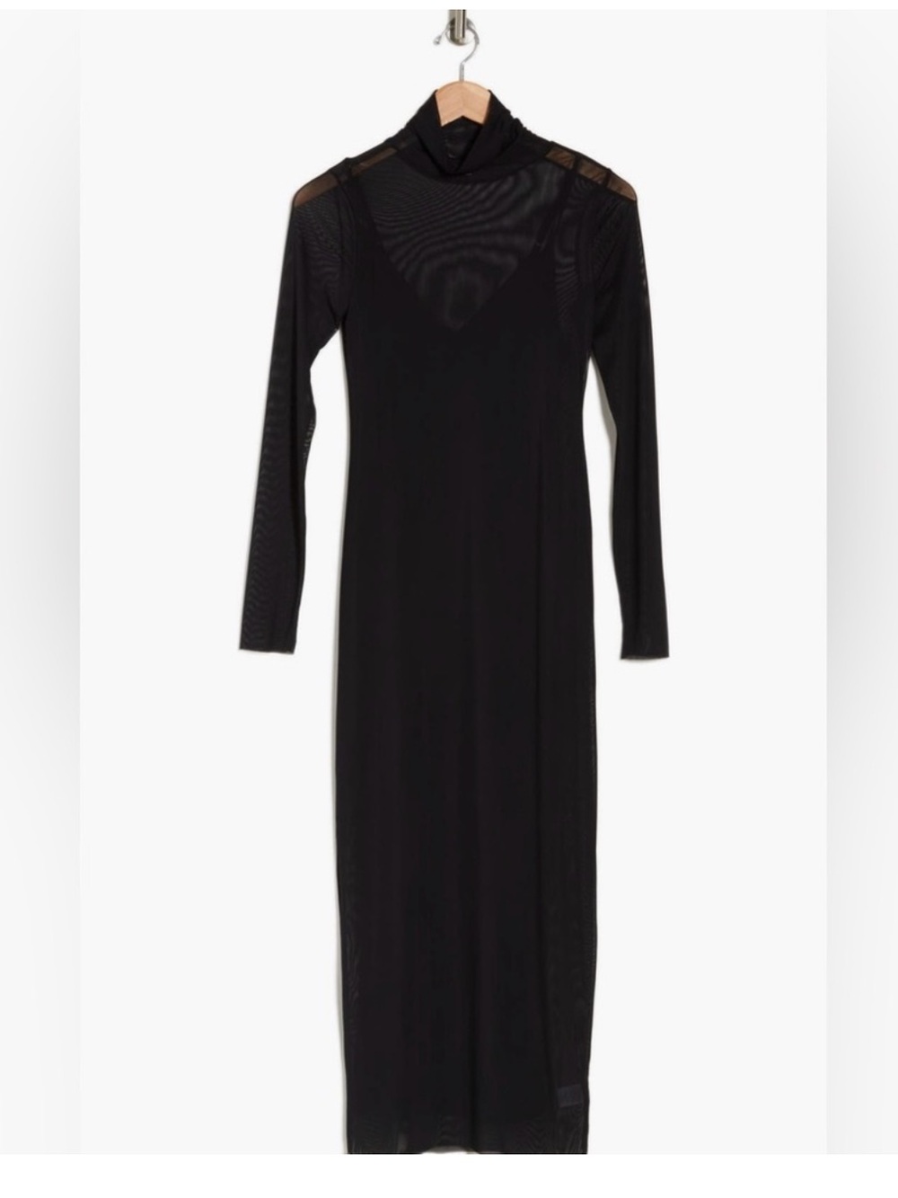 AFRM Marni Black Mock Neck Long Sleeve Mesh Midi Womens Dress Size X-Large NWT - Picture 6 of 12